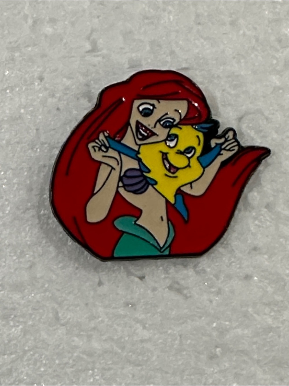 Ariel & Flounder Enamel Pin - Red Hair Disney Character Accessory